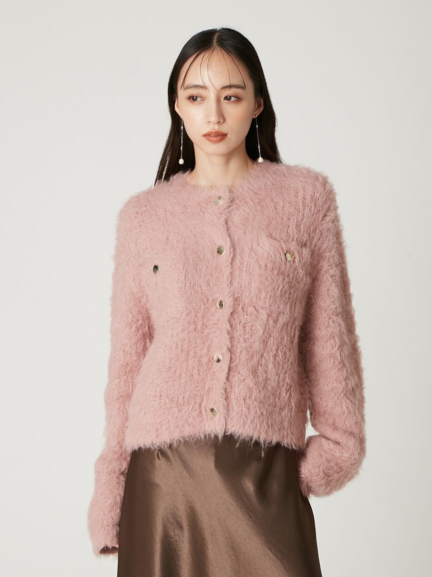 【美品✨】Plage シャギー　モヘヤ混　ニットカーディガン　ふわふわ　ブラウン 美品✨】Plage シャギー モヘヤ混 ニットカーディガン ふわふわ ブラウン