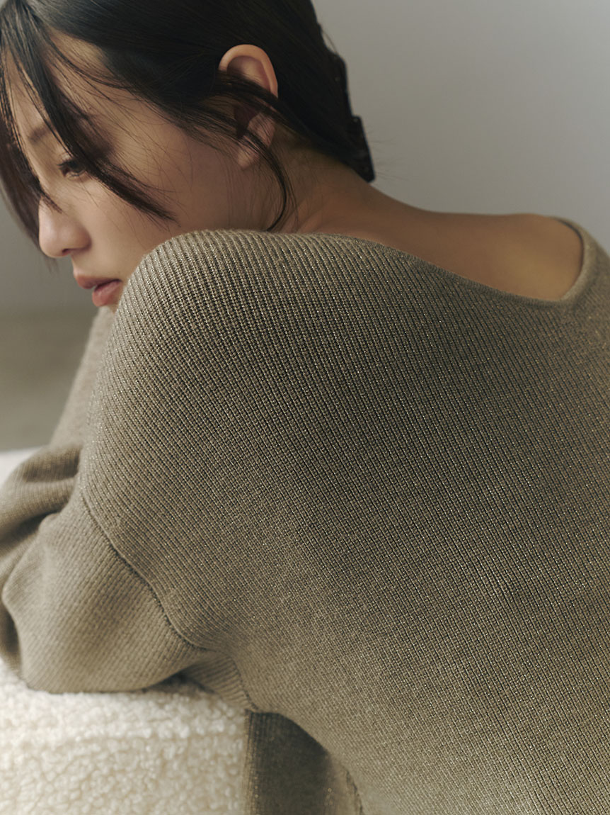 ウォッシャブルカシミヤシルクボートネックニット／ウォッシャブル