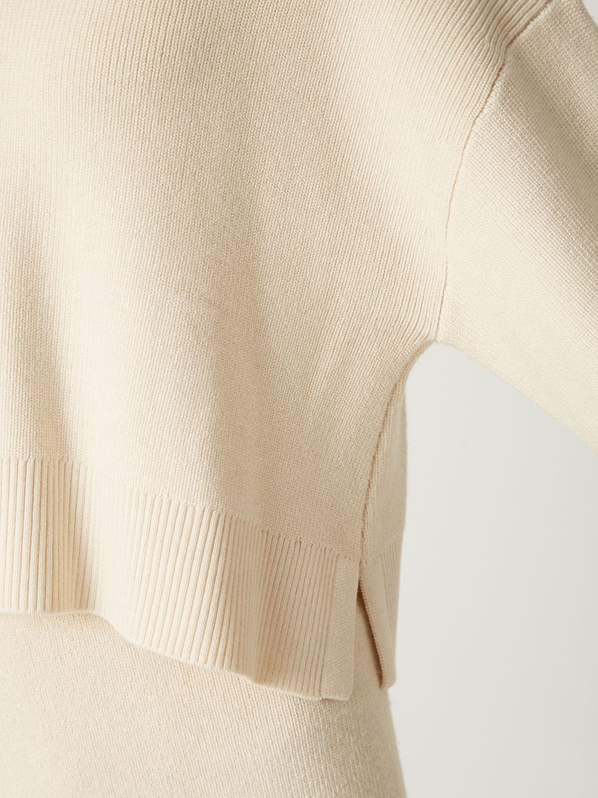 ウォッシャブルカシミヤシルクボートネックニット／ウォッシャブル