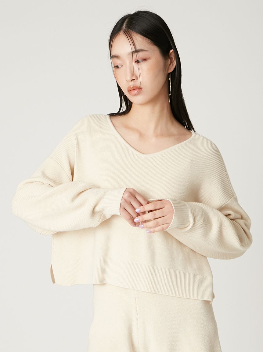 ウォッシャブルカシミヤシルクボートネックニット／ウォッシャブル