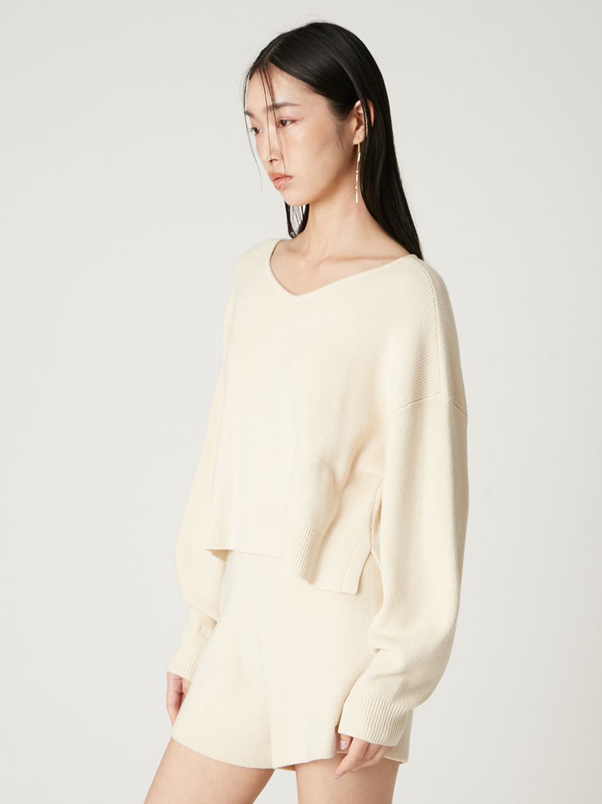 ウォッシャブルカシミヤシルクボートネックニット／ウォッシャブル