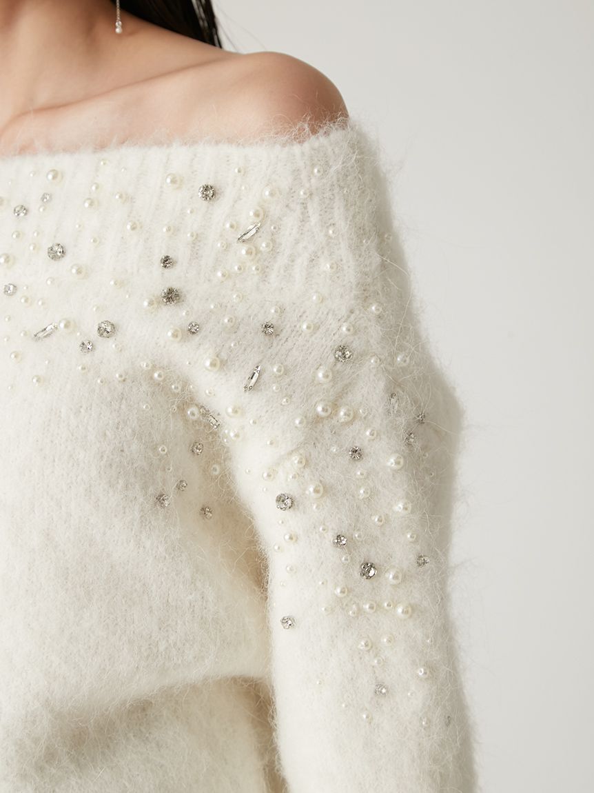 アルパカシャギービジューオフショルニット(ニット)｜トップス｜FRAY