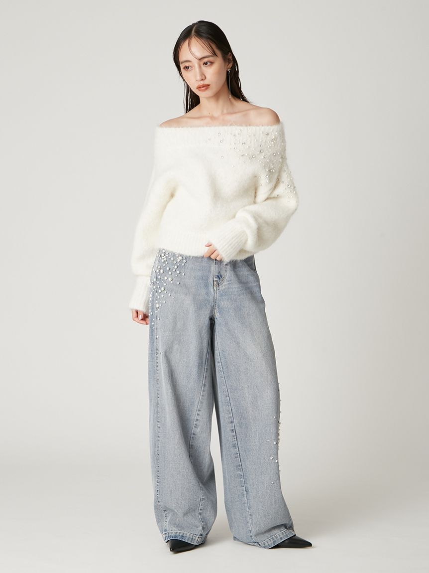 アルパカシャギービジューオフショルニット(ニット)｜トップス｜FRAY