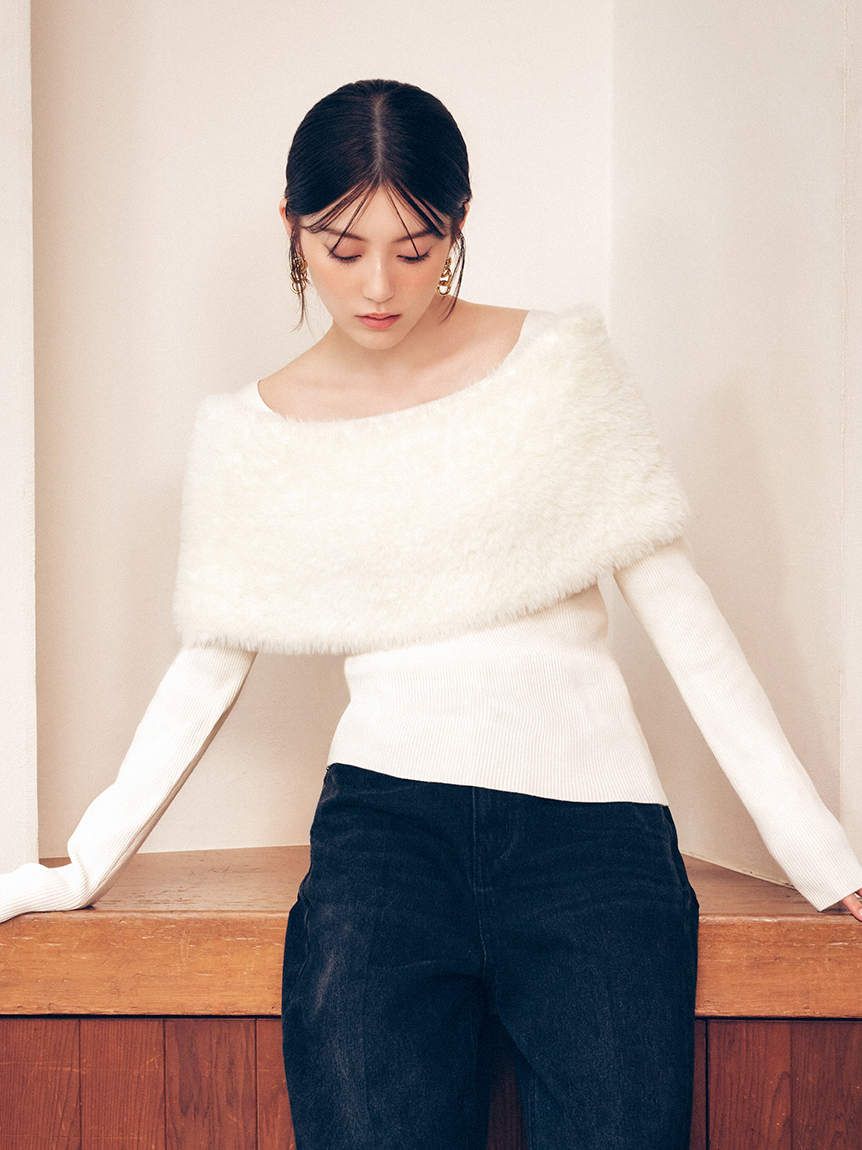 ファー付きニット ファーケープニット(ニット)｜トップス｜FRAY I.D（フレイ アイディー