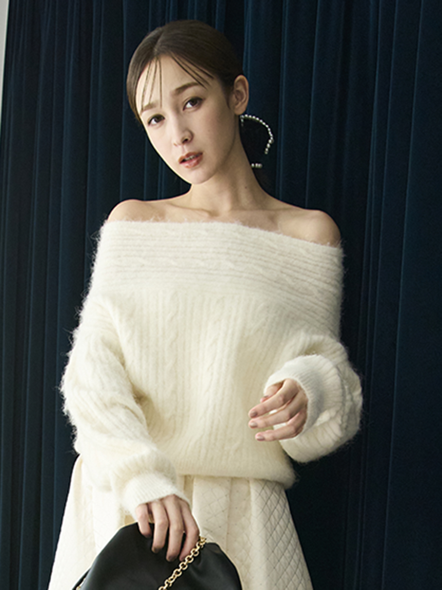 アルパカシャギーケーブルオフショルニット(ニット)｜トップス｜FRAY