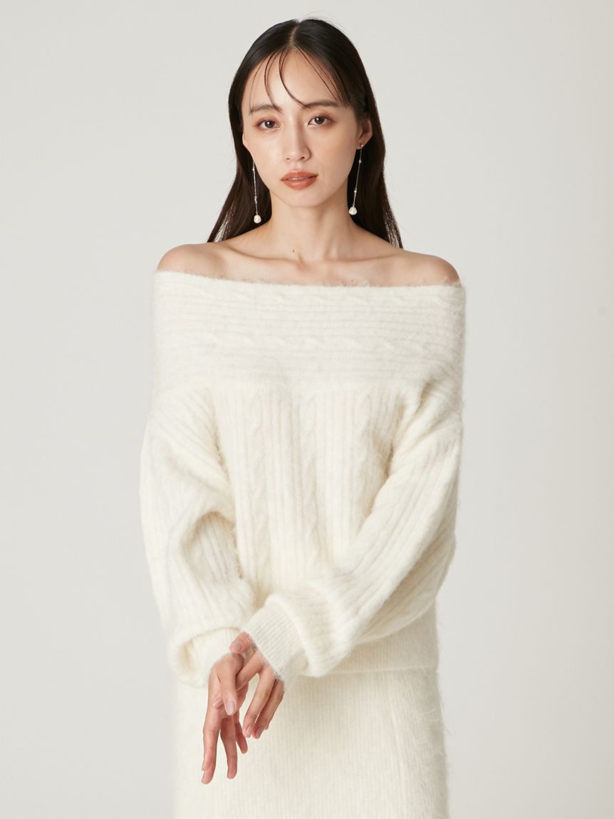 アルパカシャギーケーブルオフショルニット(ニット)｜トップス｜FRAY