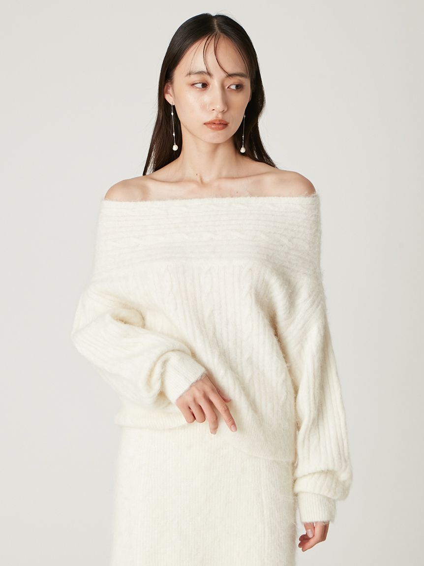 アルパカシャギーケーブルオフショルニット(ニット)｜トップス｜FRAY