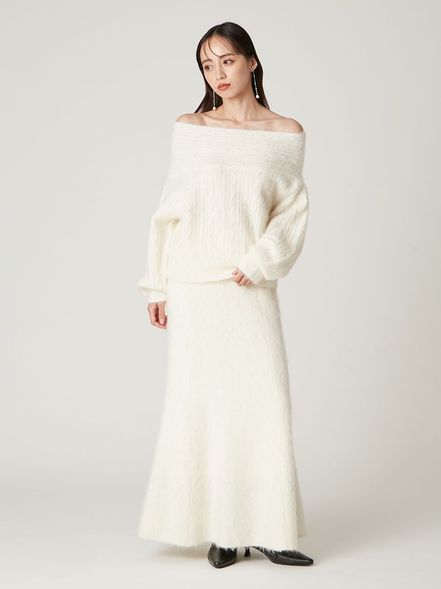 FRAY I.D アルパカシャギーニット ホワイト アルパカシャギーハーフジッププルオーバー(ニット)｜トップス｜FRAY