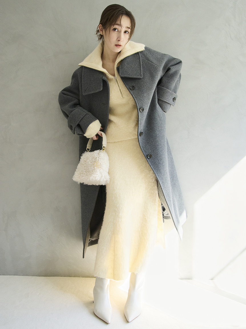 希少90's   スキッパー　ニットポロ　アルパカ　短丈 Neucon/ニューコン】スキッパーショートワイドニットポロ | Lui's