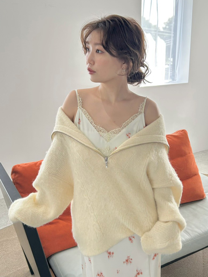 アルパカシャギーハーフジッププルオーバー(ニット)｜トップス｜FRAY