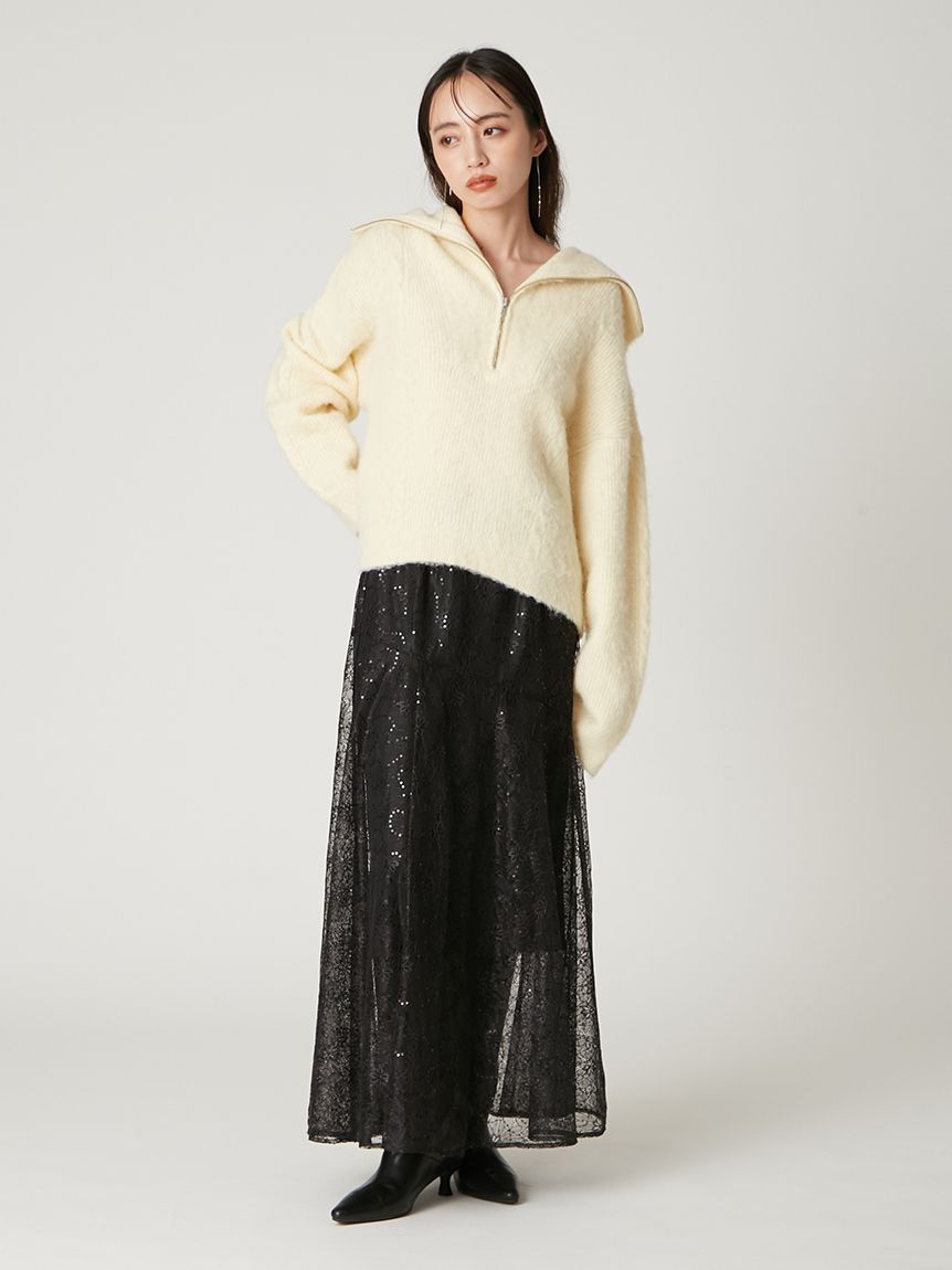 アルパカシャギーハーフジッププルオーバー(ニット)｜トップス