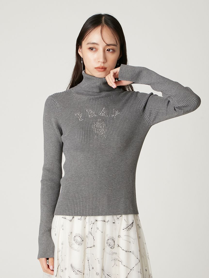 カレッジエンブロイダリーリブタートルニット(ニット)｜トップス｜FRAY