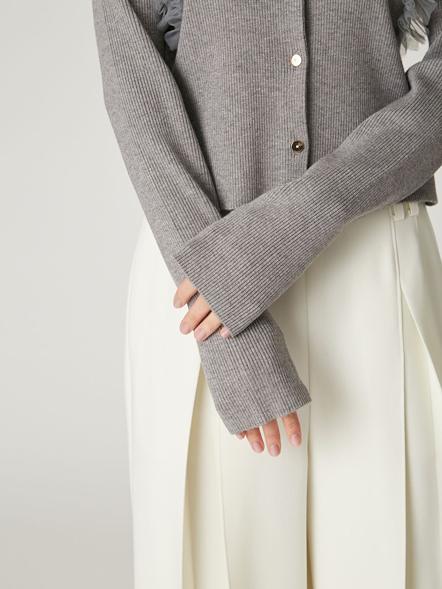 FRAY I.D フレイアイディー　ショルダーチュールフリルニットカーディガン ショルダーチュールフリルニットカーディガン(カーディガン)｜トップス