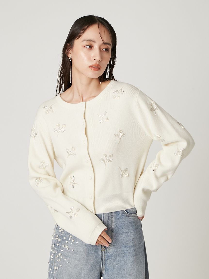 ☆bright☆出品！他の方はご遠慮ください。 パールビジューフラワーニットカーディガン(ニット)｜トップス｜FRAY