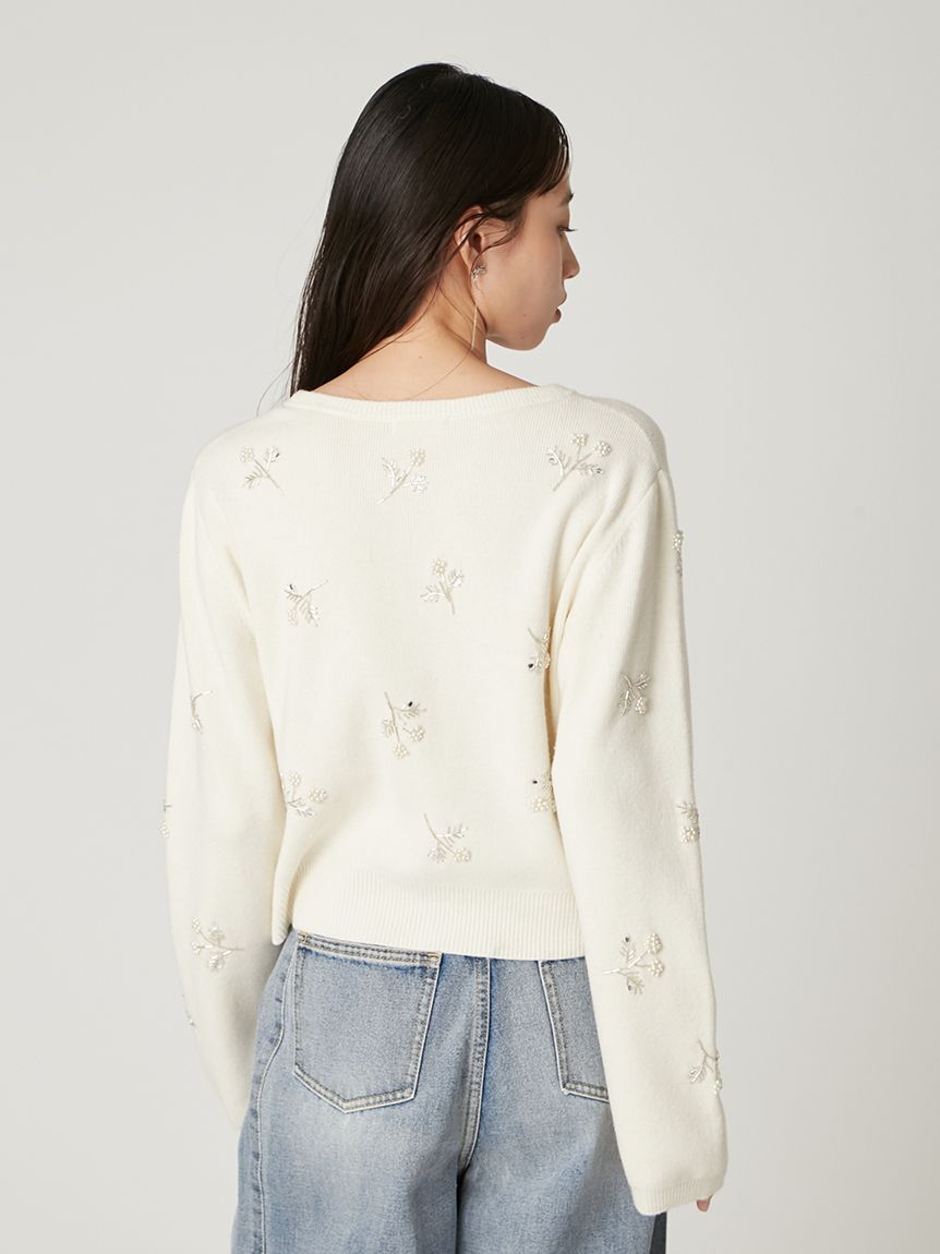 パールビジューフラワーニットカーディガン(ニット)｜トップス｜FRAY  