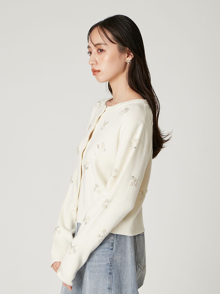 パールビジューフラワーニットカーディガン(ニット)｜トップス｜FRAY