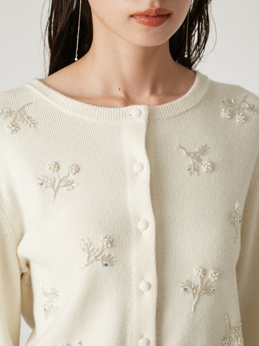 パールビジューフラワーニットカーディガン(ニット)｜トップス｜FRAY