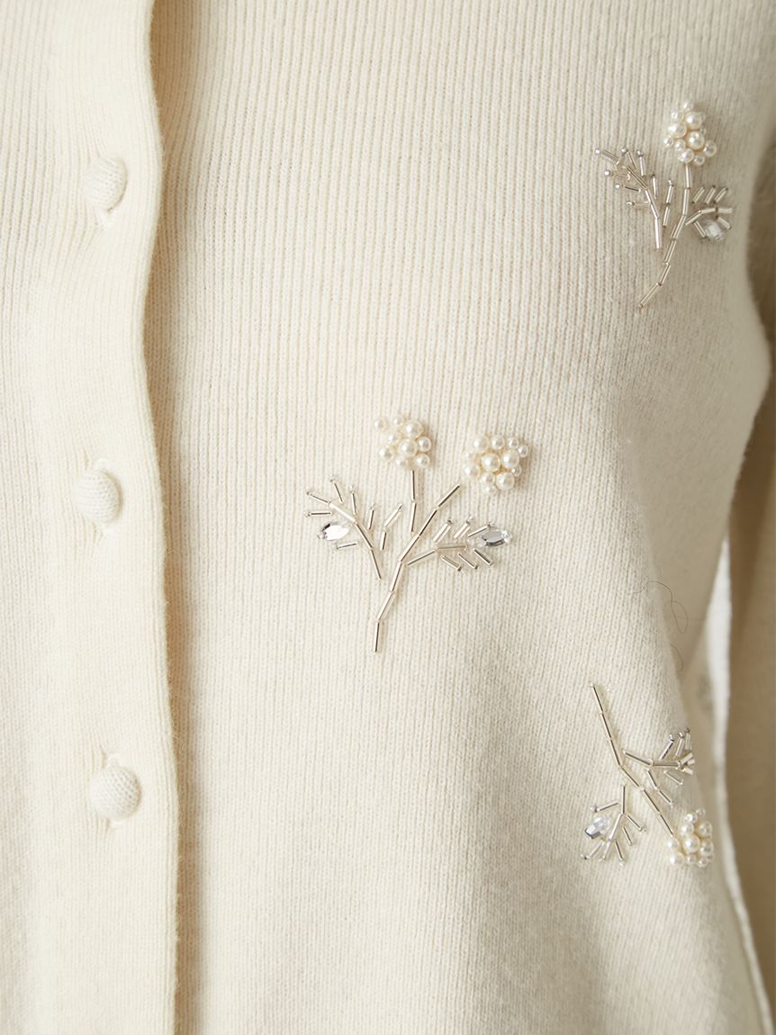【新品】Super Beauty　フラワー　パールビジュー　ロングカーディガン パールビジューフラワーニットカーディガン(ニット)｜トップス｜FRAY