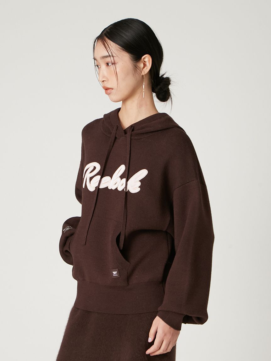 ロゴニットフーディ Reebok× FRAY I.D】サテンロゴニットフーディー(ニット)｜トップス