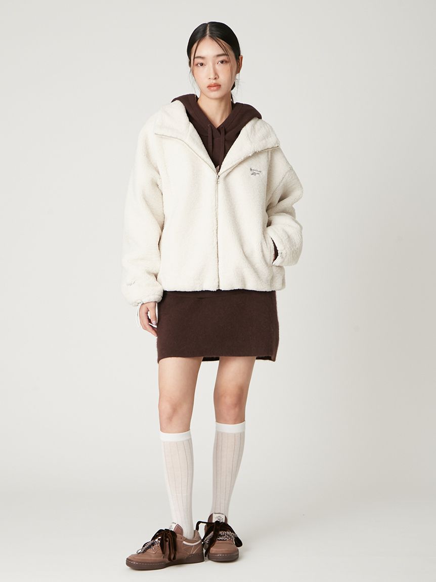 Reebok× FRAY I.D】サテンロゴニットフーディー(ニット)｜トップス