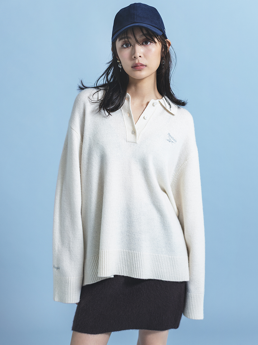 Reebok× FRAY I.D】ラガーカラーポロニットプルオーバー(ニット