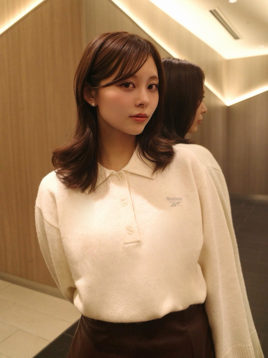 Reebok× FRAY I.D】ラガーカラーポロニットプルオーバー(ニット