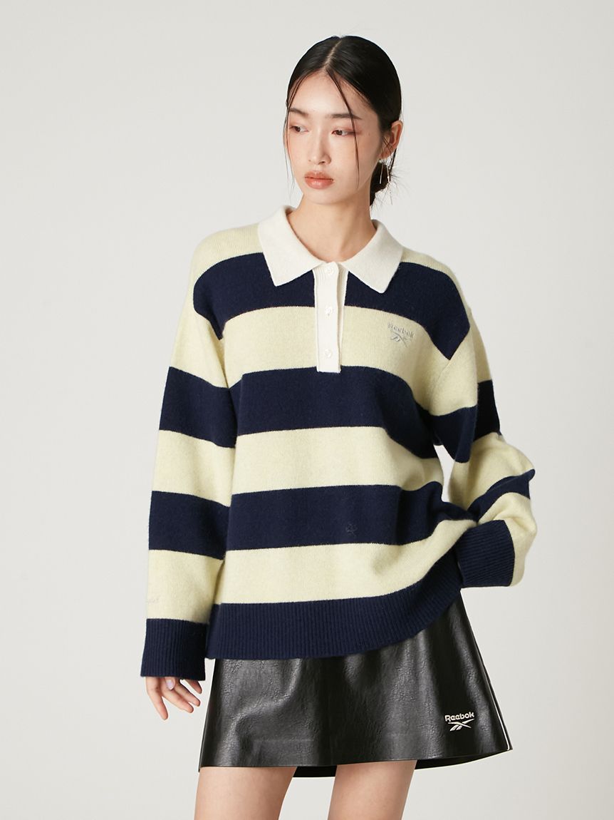 Reebok× FRAY I.D】ラガーカラーポロニットプルオーバー(ニット