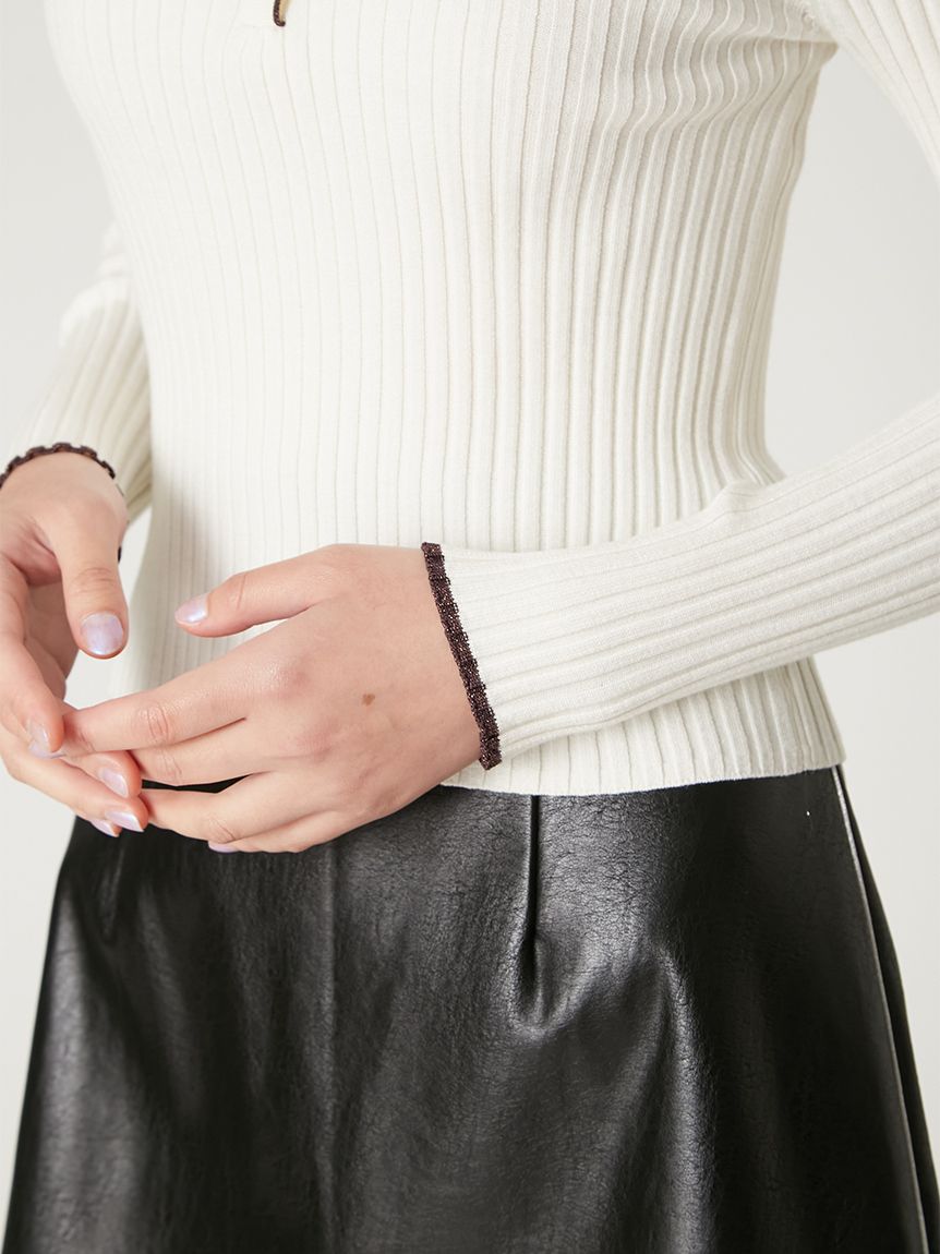 極美品 ファビアナフィリッピ カシミヤシルク混ポロネックリブニット ラメ 現行 極美品 ファビアナフィリッピ カシミヤシルク混ポロネックリブニット