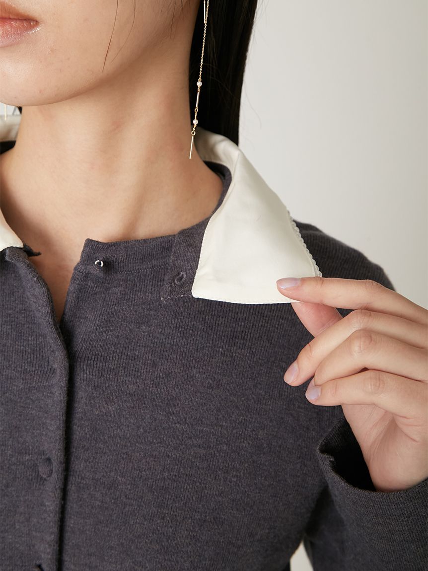 パールトリムカラーアタッチドカーディガン(カーディガン)｜トップス