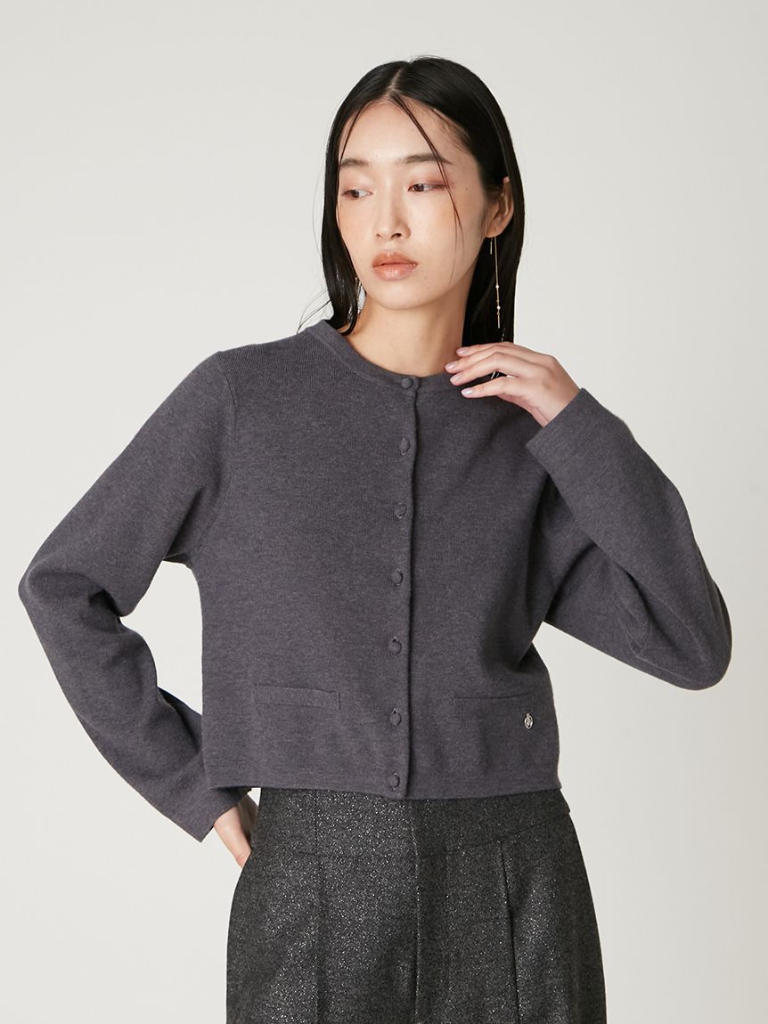 パールトリムカラーアタッチドカーディガン(カーディガン)｜トップス