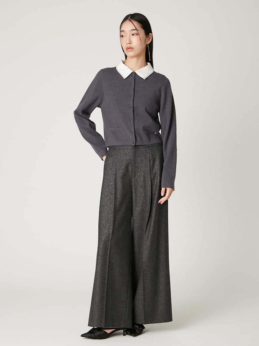 パールトリムカラーアタッチドカーディガン(カーディガン)｜トップス