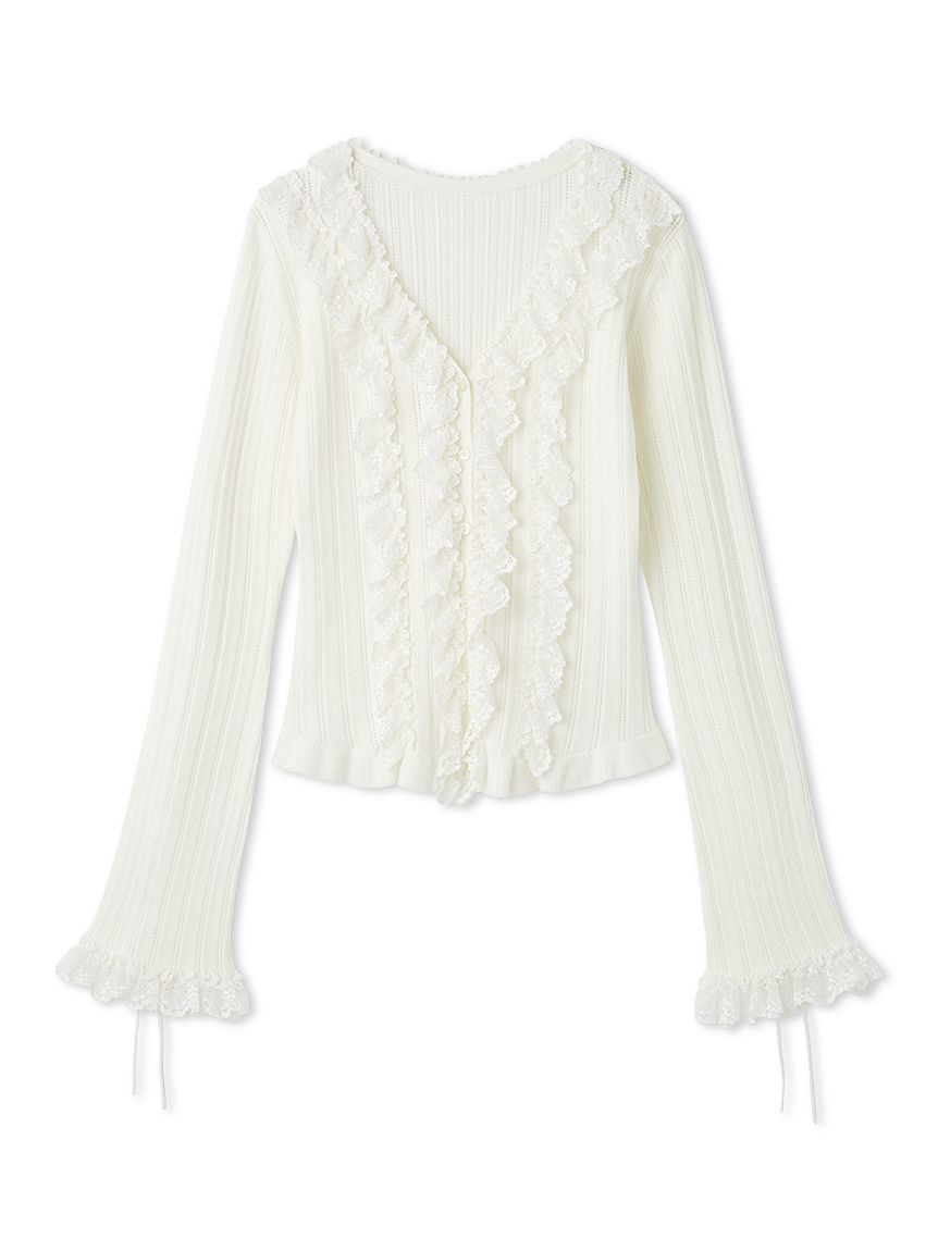 フリルレースコンビニットカーデ(ニット)｜トップス｜FRAY I.D（フレイ