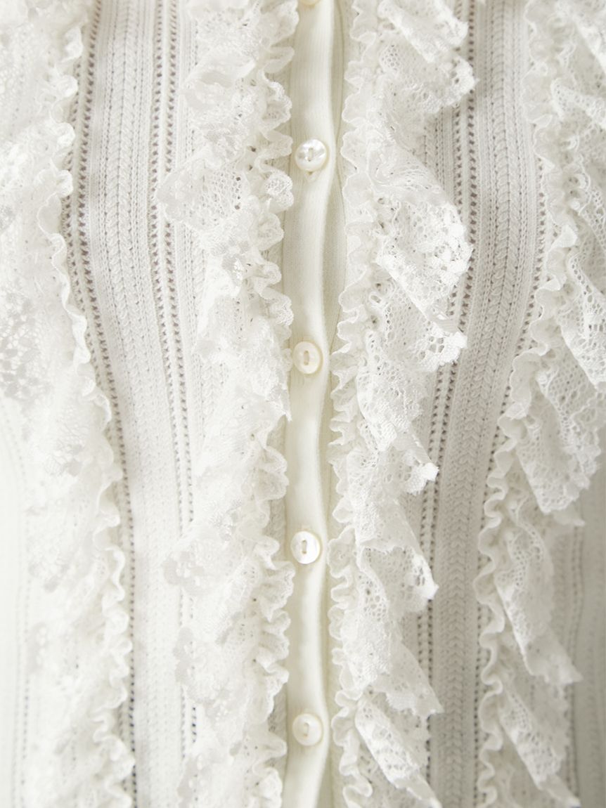 フリルレースコンビニットカーデ(ニット)｜トップス｜FRAY I.D（フレイ