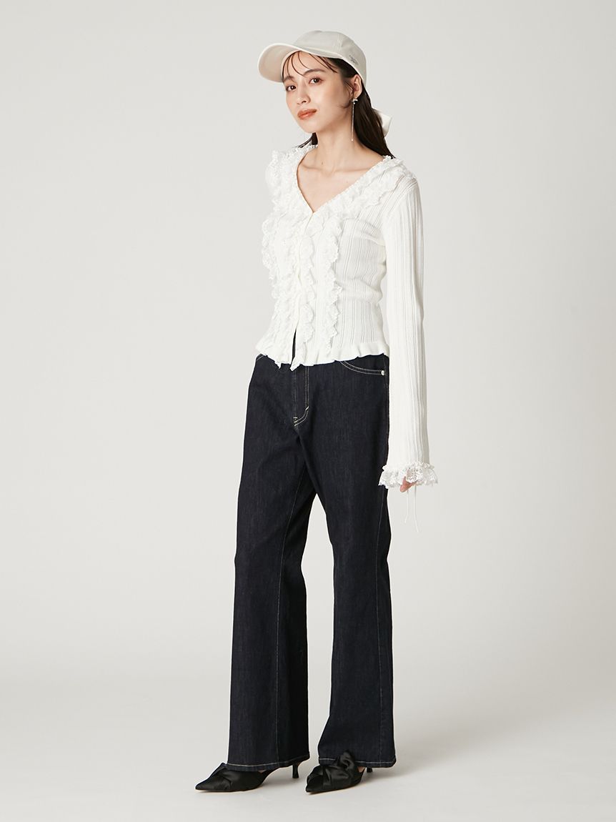 フリルレースコンビニットカーデ(ニット)｜トップス｜FRAY I.D（フレイ