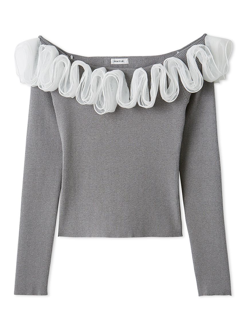 フリルコンビオフショルダーリブニット(ニット)｜トップス｜FRAY I.D