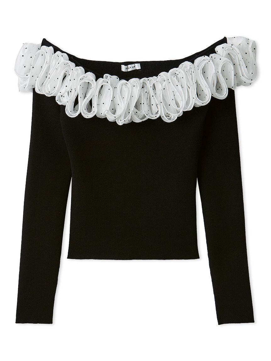 フリルコンビオフショルダーリブニット(ニット)｜トップス｜FRAY I.D