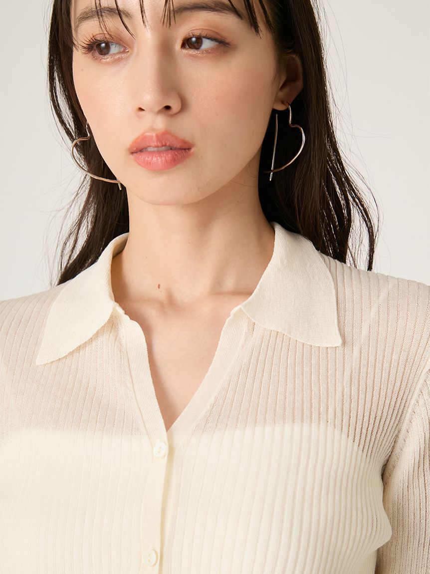 美品♡FRAY I.D リブカーディガンbeige♡ スキッパーポロカラーリブカーディガン(カーディガン)｜トップス｜FRAY