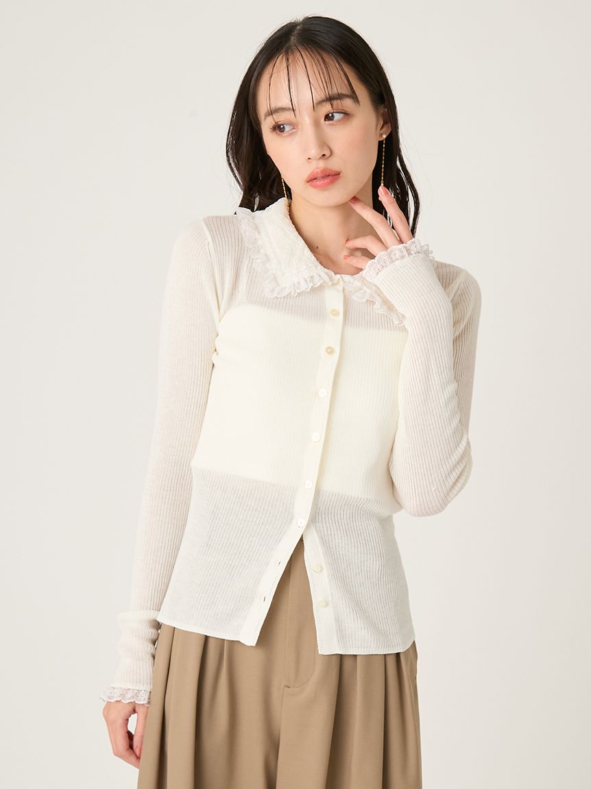 レースカラーニットカーディガン(ニット)｜トップス｜FRAY I.D（フレイ