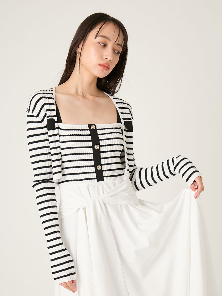 ポケットディテールクロップドリブカーディガン(カーディガン