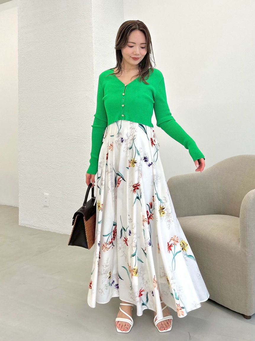 シルクコットンクロップドリブニットカーディガン(ニット)｜トップス