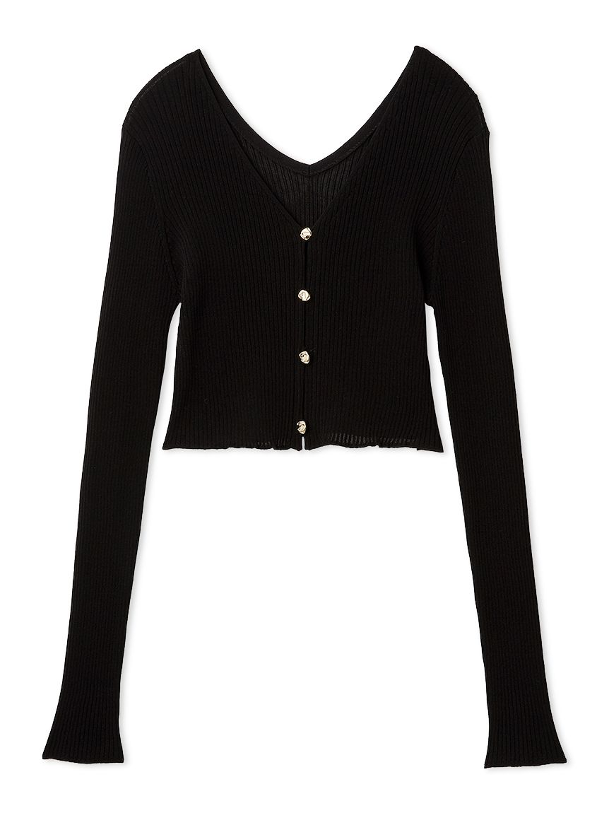 シルクコットンクロップドリブニットカーディガン(ニット)｜トップス