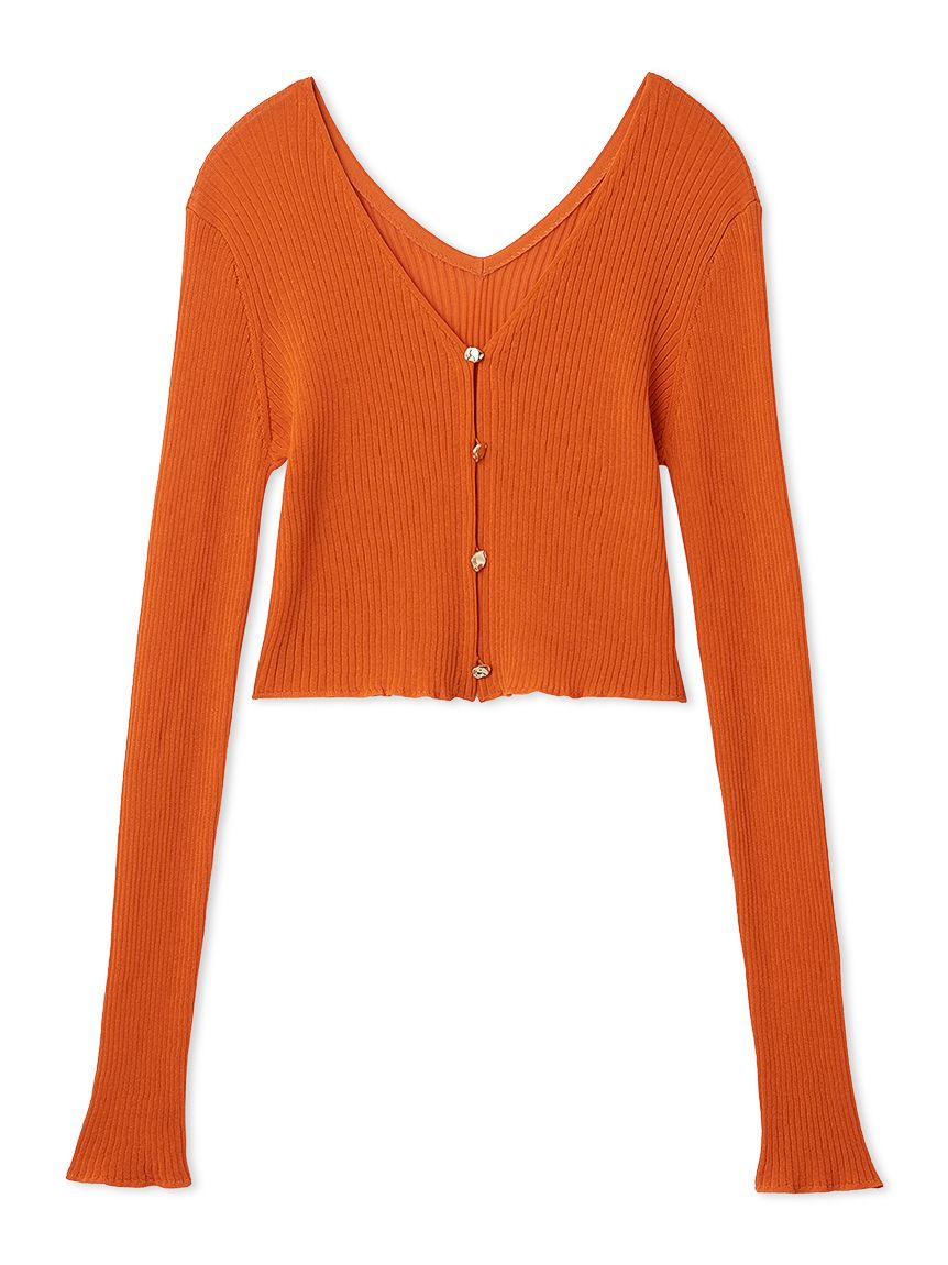 シルクコットンクロップドリブニットカーディガン(ニット)｜トップス