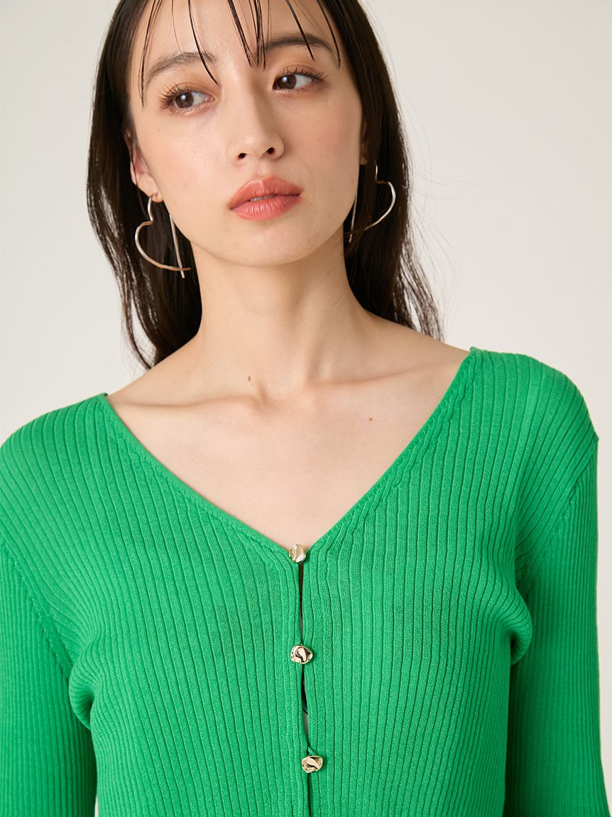 シルクコットンクロップドリブニットカーディガン(ニット)｜トップス