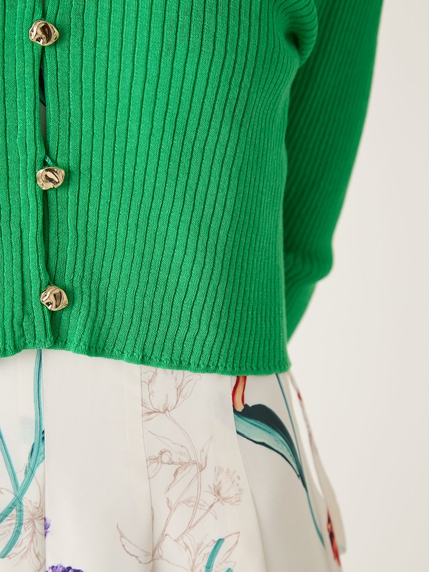 シルクコットンクロップドリブニットカーディガン(ニット)｜トップス