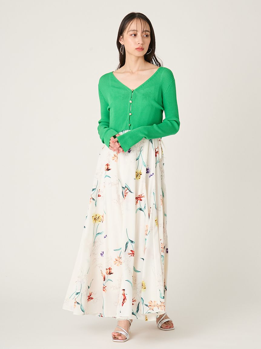 シルクコットンクロップドリブニットカーディガン(ニット)｜トップス