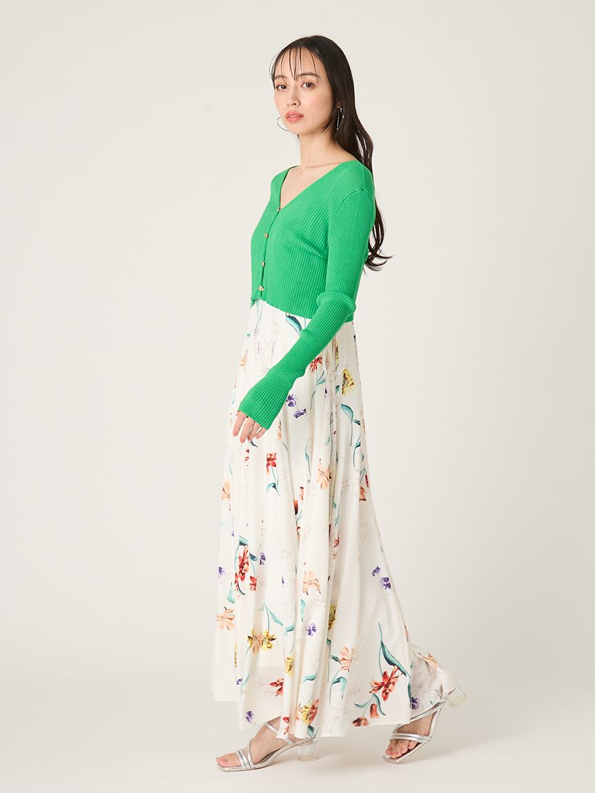 シルクコットンクロップドリブニットカーディガン(ニット)｜トップス