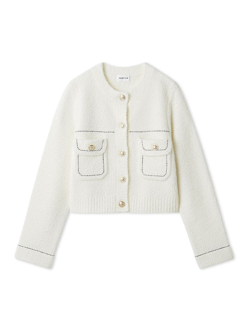 フレイアイディー　ミックスヤーンニットジャケット　BEG フレイ アイディー FRAY I.D ミックスヤーンニットジャケット （BEG