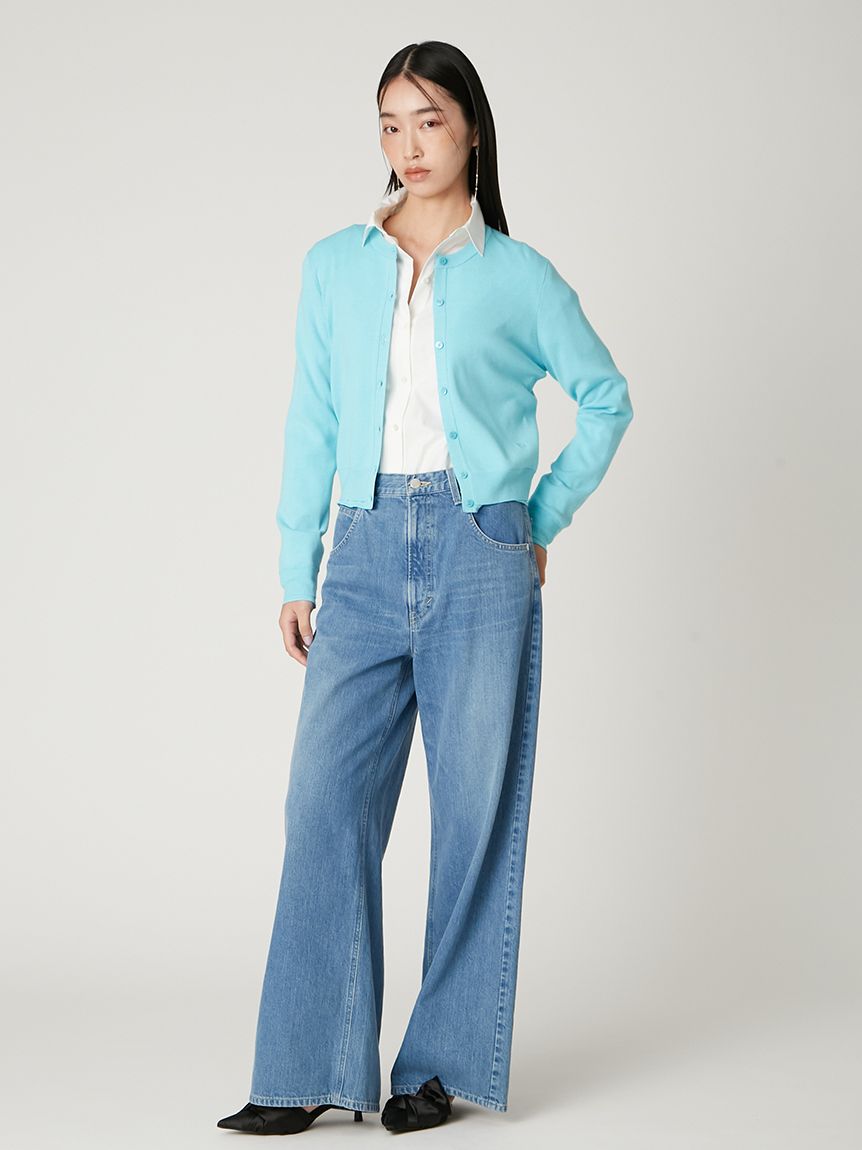 コンパクトクルーネックニットカーディガン／ウォッシャブル(ニット