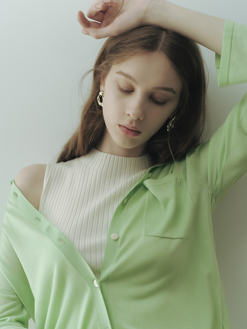 シルクブレンドシアーニットシャツ／ウォッシャブル(ニット)｜トップス