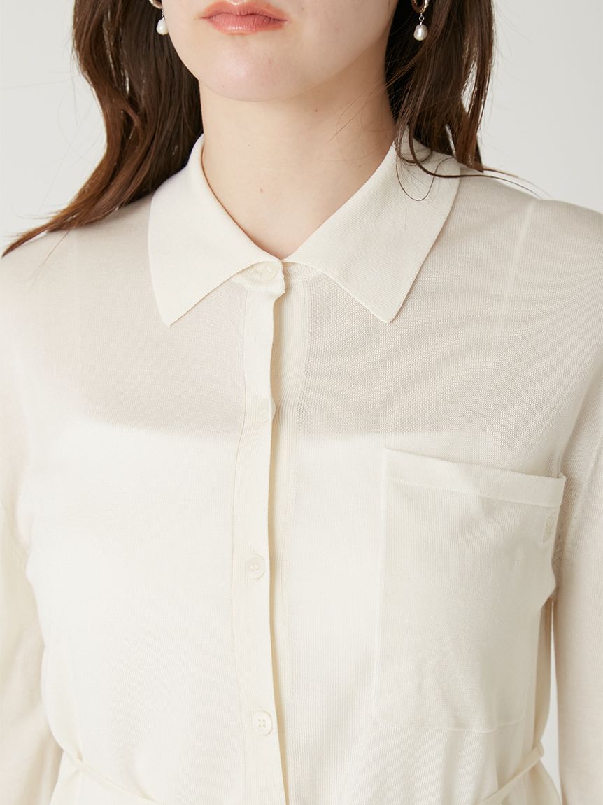 シルクブレンドシアーニットシャツ／ウォッシャブル(ニット)｜トップス